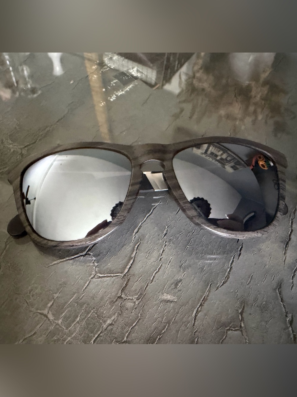 Oakley Frogskin Mix wood grain sunglasses; replaced polarized lenses w/ lenses